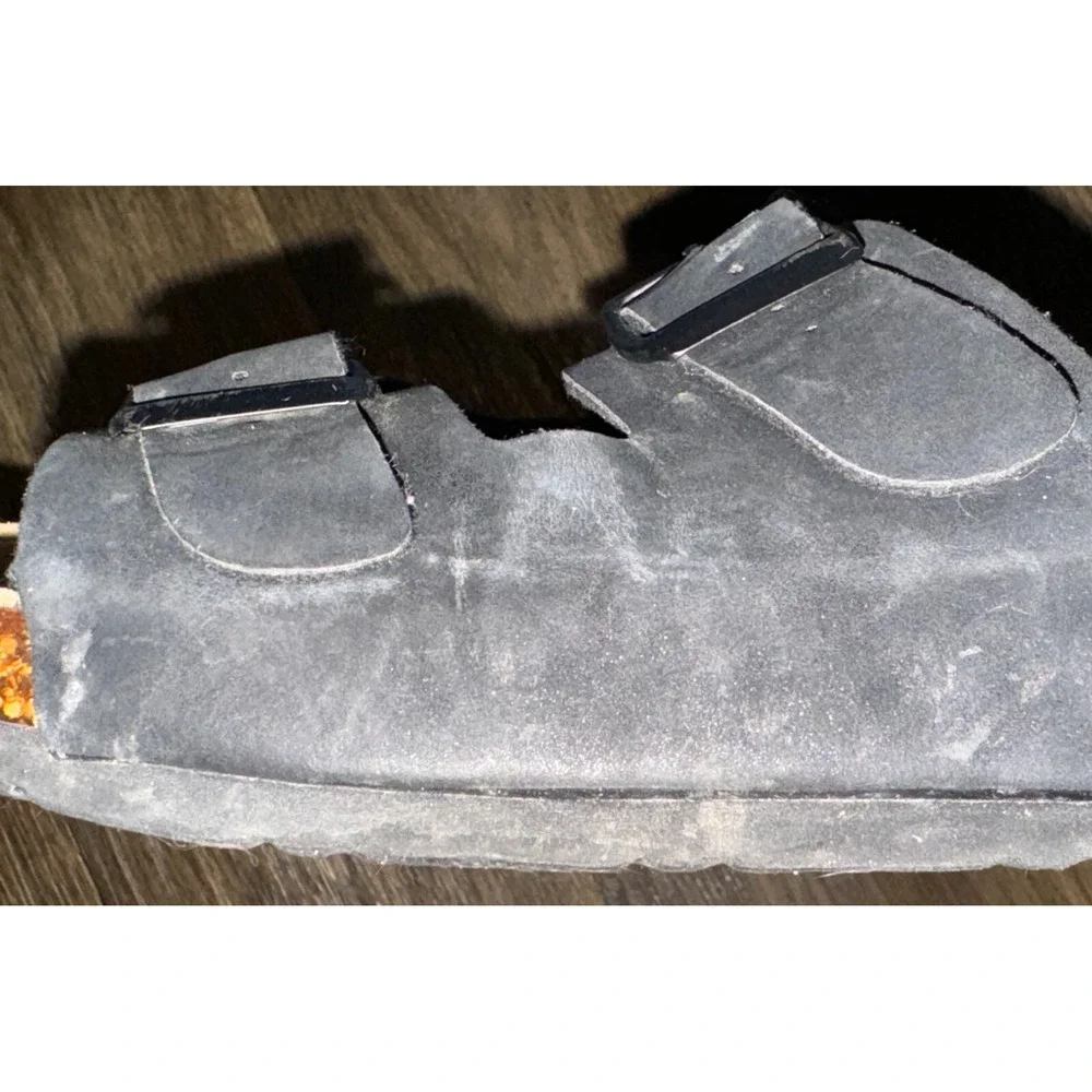 Cork Footbed Sandal Comfort  Boho Slip On Buckle Black Leather Women's 8.5